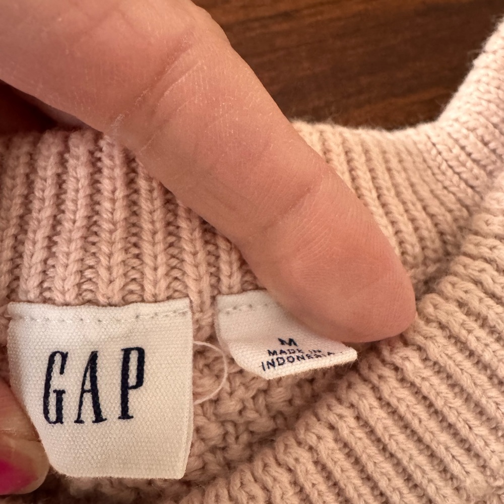 GAP 100% Cotton Light Pink Cable Knit Sweater Size M - Picture 8 of 14